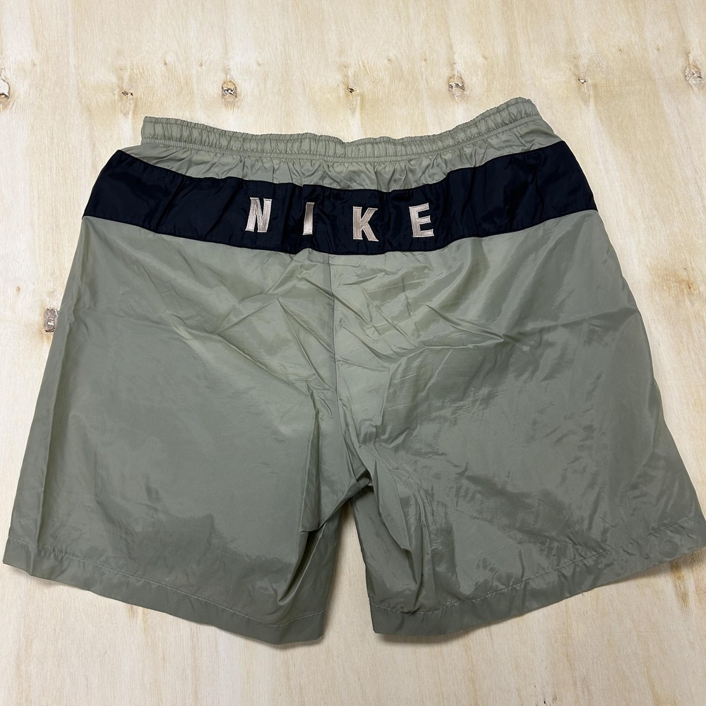 VTG Nike Swim Shorts Mens 2XL Green Colorblock Mesh Lined Elastic Waist Trunks